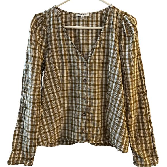 Madewell Women's Westover Sandown Paid Cotton Shirt Size 6/Medium - Picture 2 of 7